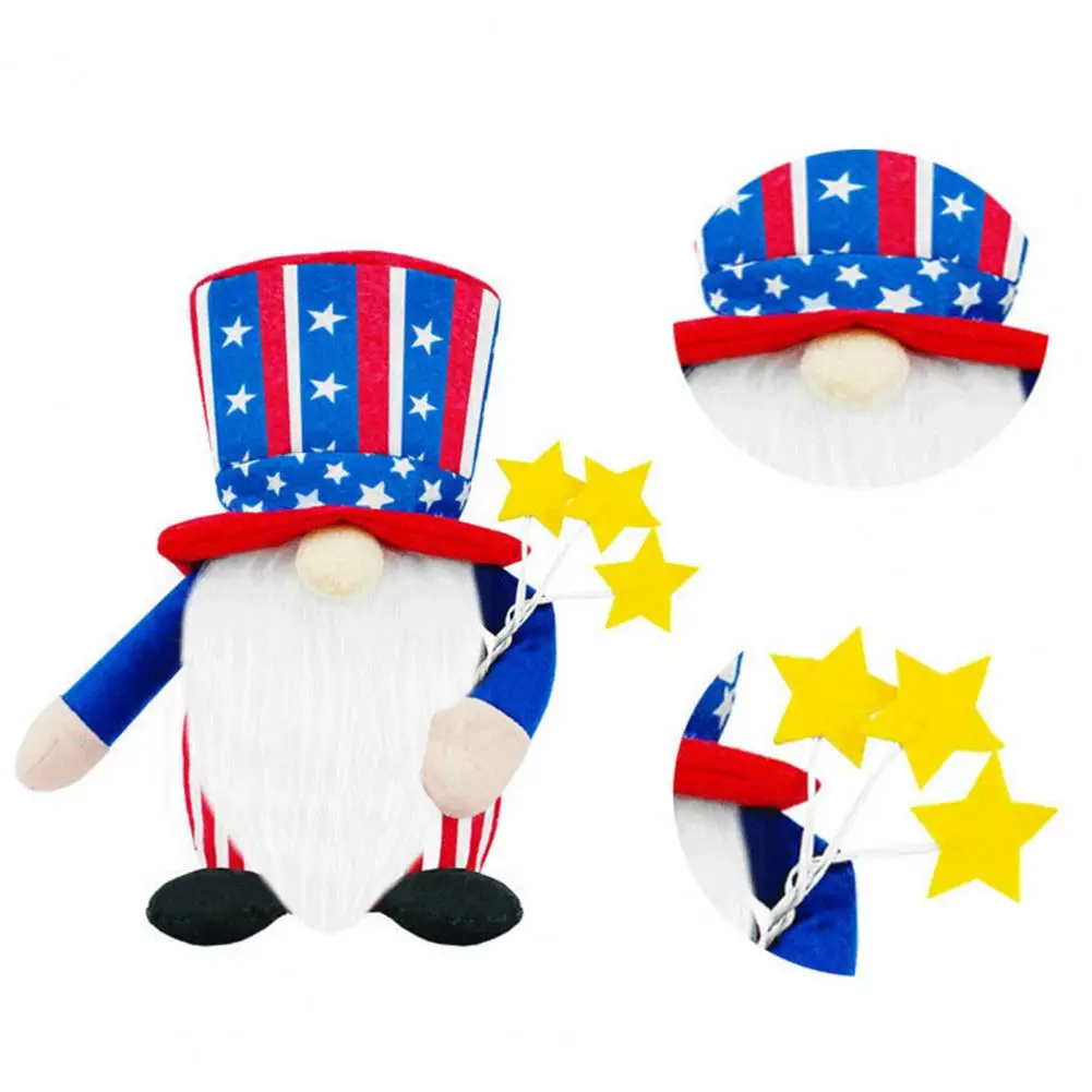 

Eye-catching Gnome Stuffed Doll Cloth Gnome Plush Doll Adorable Independence Day Faceless Toy Desktop Decor Decorative