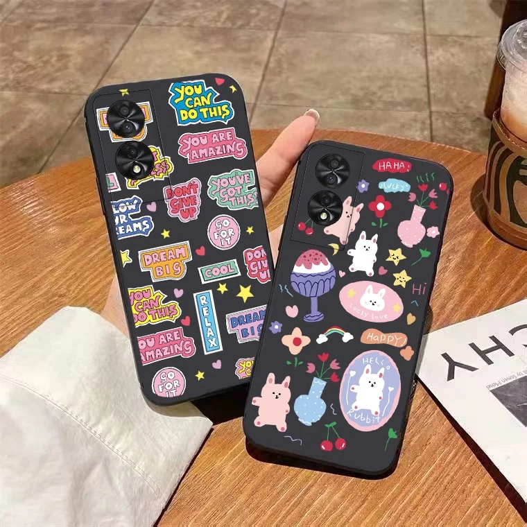 TCL 40 NXTpaper 4G фотообои с розовым мультяшным рисунком новый дизайн мягкая обложка