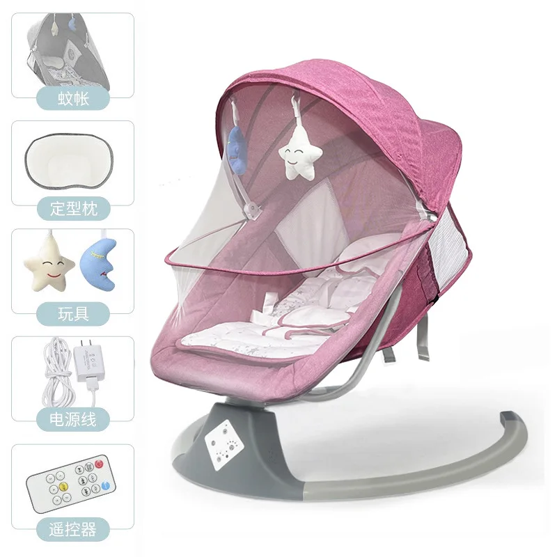 Baby Electric Rocking Chair Newborn Rocking Bed Baby Resting Chair Chair With Bluetooth Music Remote Control Baby Cot