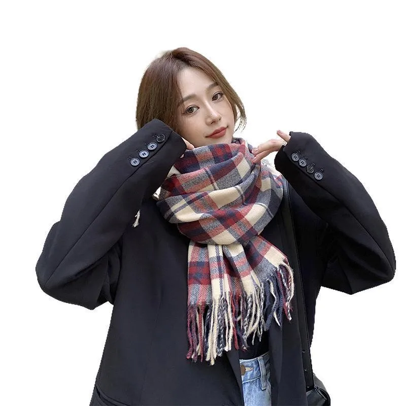 Женские шарфы, новинка, осень и зима, раньше, кашемировая теплая шаль, шарфы, Корейская версия, клетчатый шарф, женский шарф