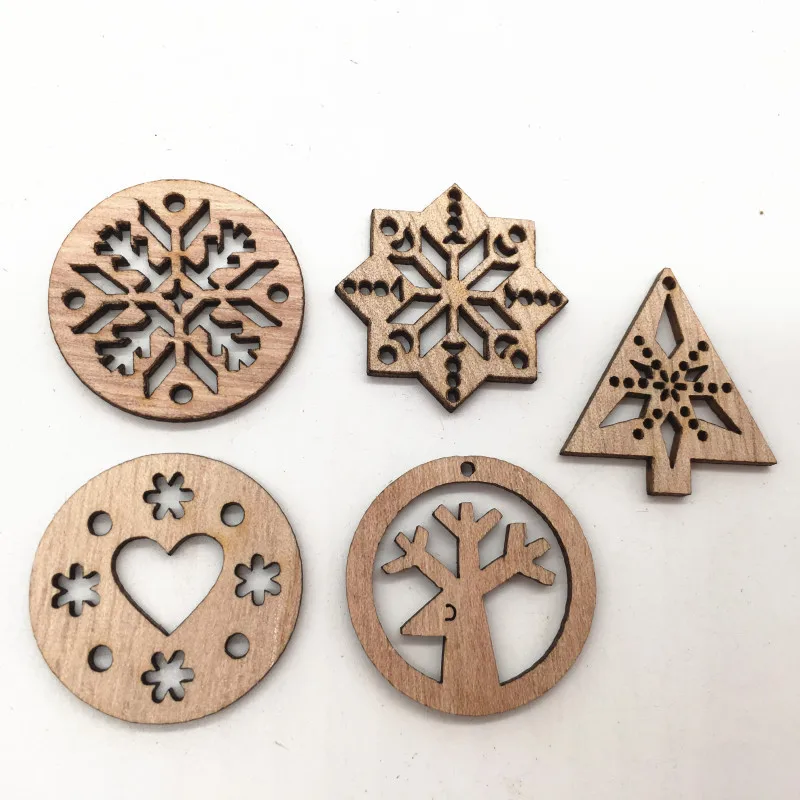 

50Pcs DIY Pure Handmade Auxiliary Materials Wooden Cartoon Patch Environmental Protection Retro Decoration Creative Wood Chips