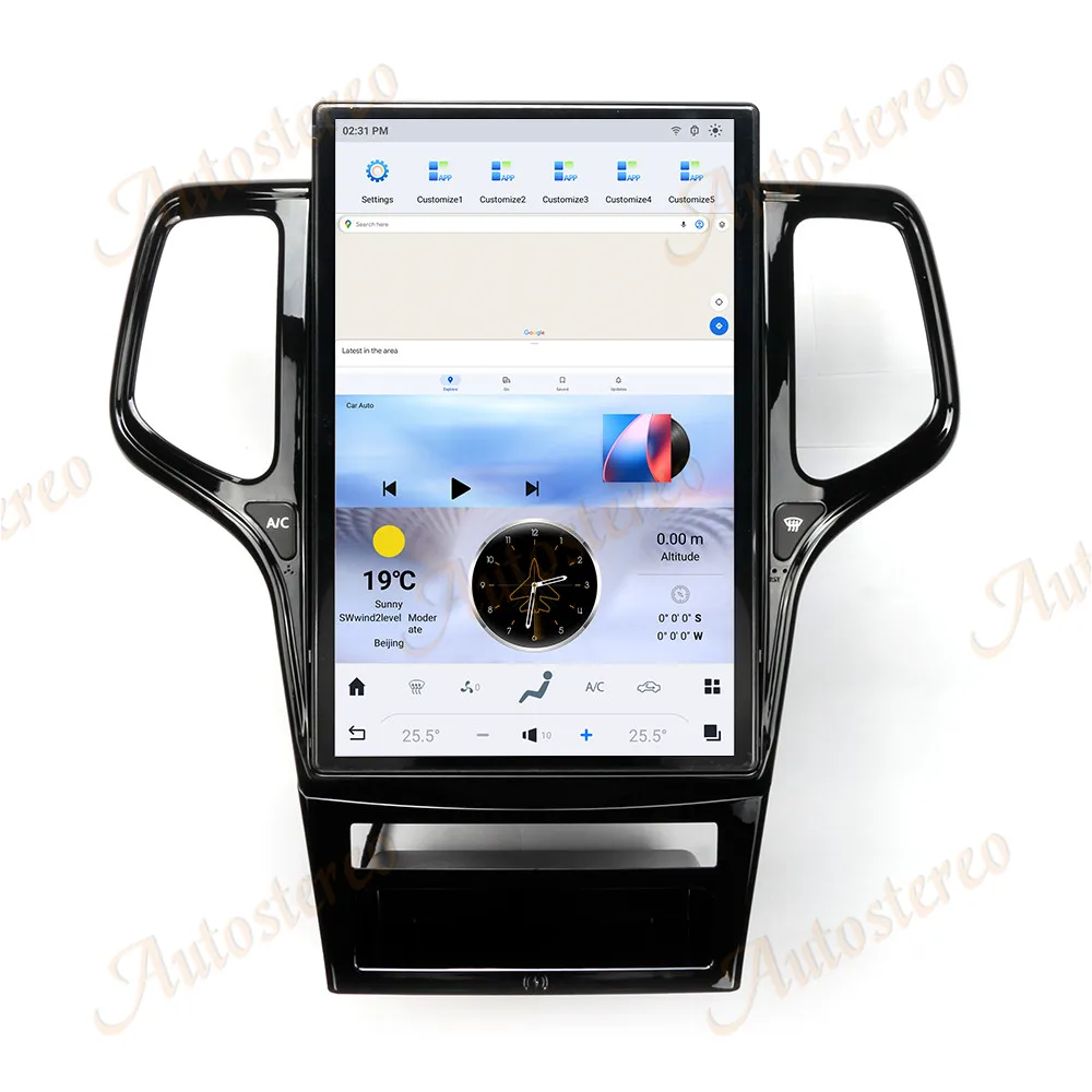 

14,4-дюймовый Android 8 + 128 ГБ для JEEP Grand Cherokee 2010-2021 Tesla Style Автомобильный GPS-навигатор Мультимедийный плеер Радиолента Головное устройство