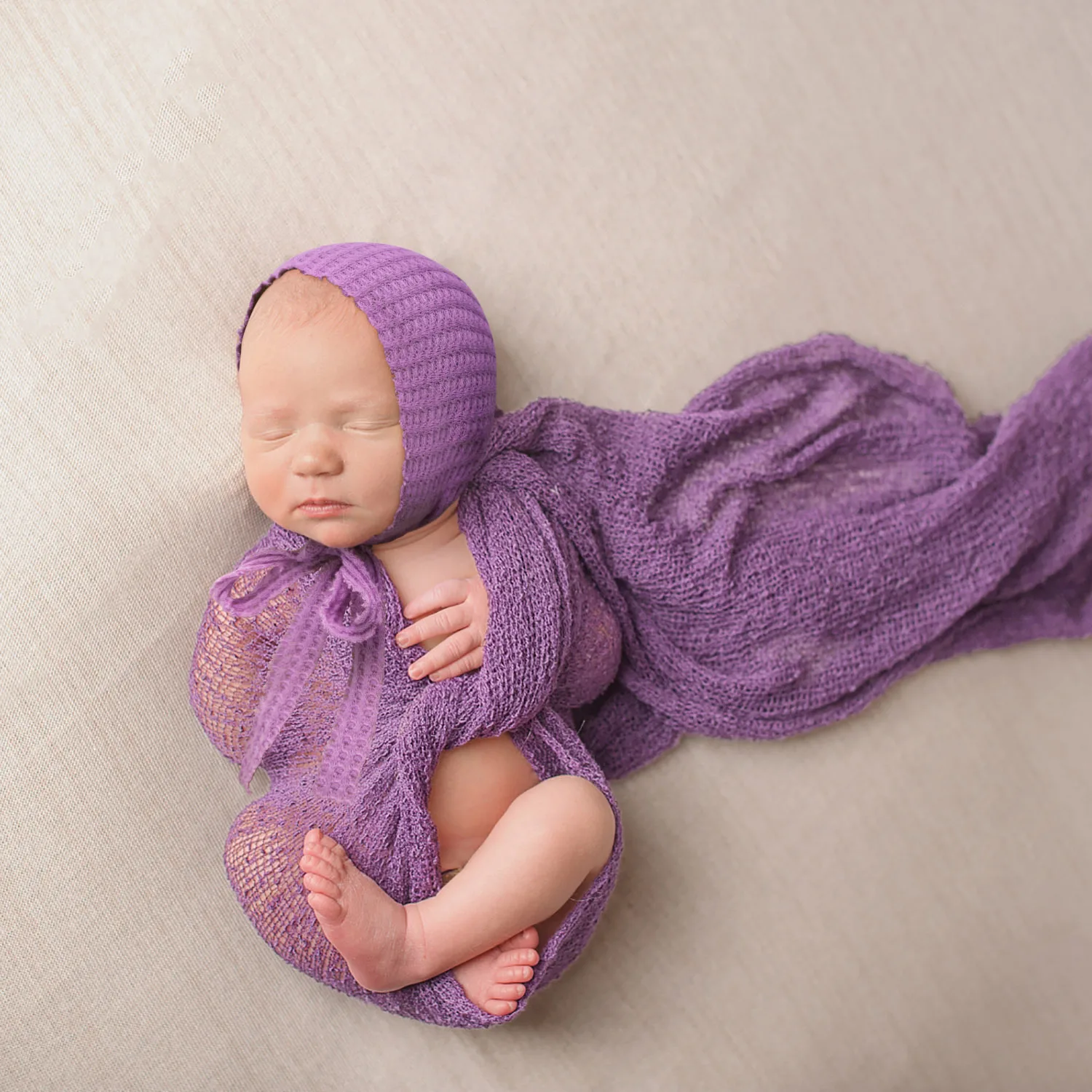 2PCS Set Newborn Photography Props Infant Blanket Elastic Photo Props Solid Unisex Baby Custume For Baby Souvenirs Photo Shot