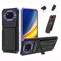 for xiaomi poco x3 x4 m3 m4 nfc pro 4g 5g case wallet card slot bracket stand holder shockproof armor back cover pc tpu shell