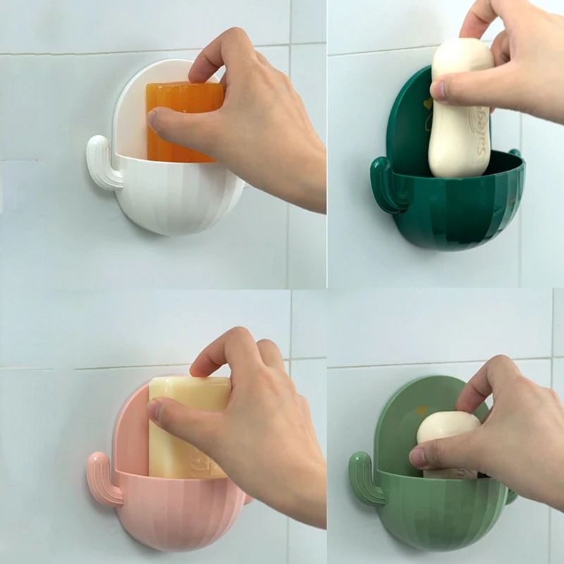 

1pcs Hot-Selling Cactus Soap Dish Suction Cup Punch-Free Soap Holder Draining Rack Kitchen Bathroom Accessories