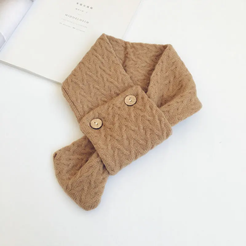 

Fashion cross wool knitted scarf women's neck support scarf White