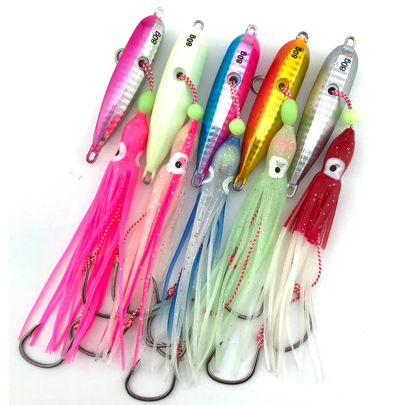 

Inchiku Fishing Lure 40-200g Metal Jig Head BKK Fish Luminous Squid Hook Lead Sinker Jigs For Boat Sea Spinning Pesca Accesorios