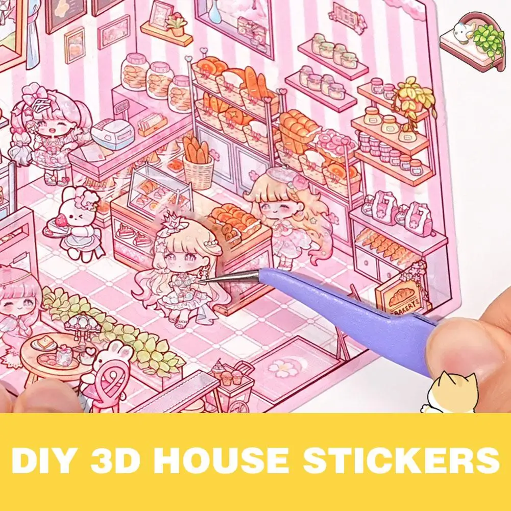 3D DIY наклейки для дома трехмерная штабелировка в кабине милая и сцена ручная