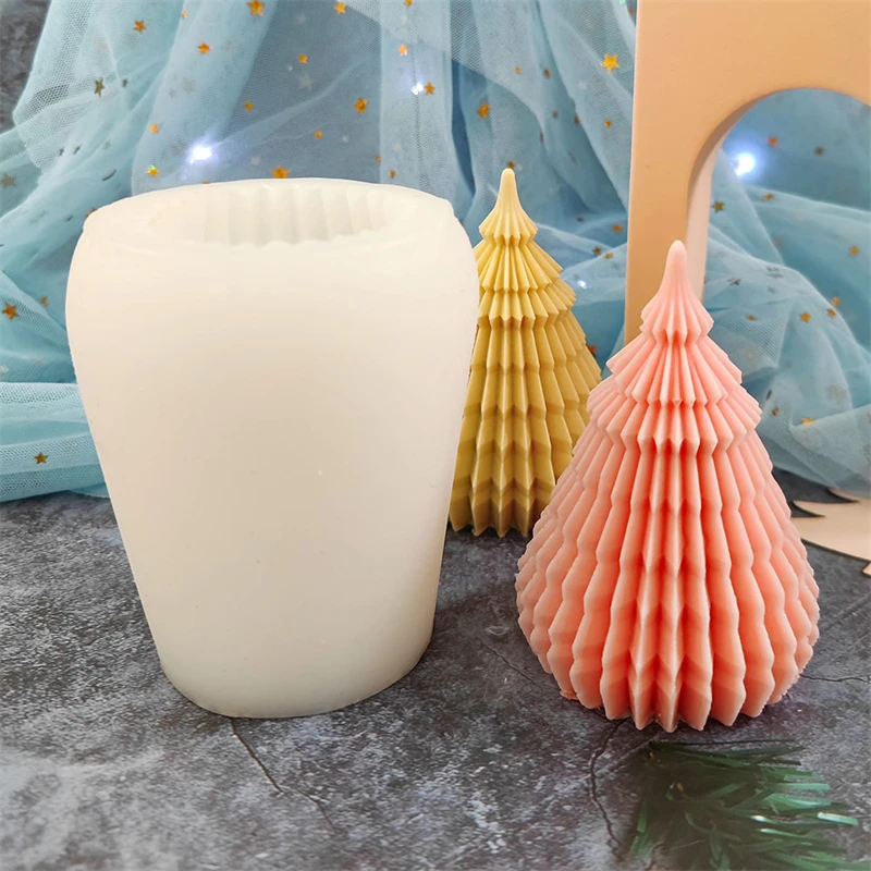 

Christmas Tree Niche Origami Pattern Scented Candle Silicone Mold DIY Christmas Tree Origami Cone Ornaments Candle Making Kit