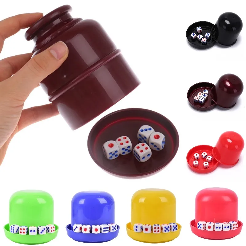 

Dice Cup Set With Dices Thickened Plastic Combination With Bottom Support Sieve Cup KTV Bar Board Game Dice Box