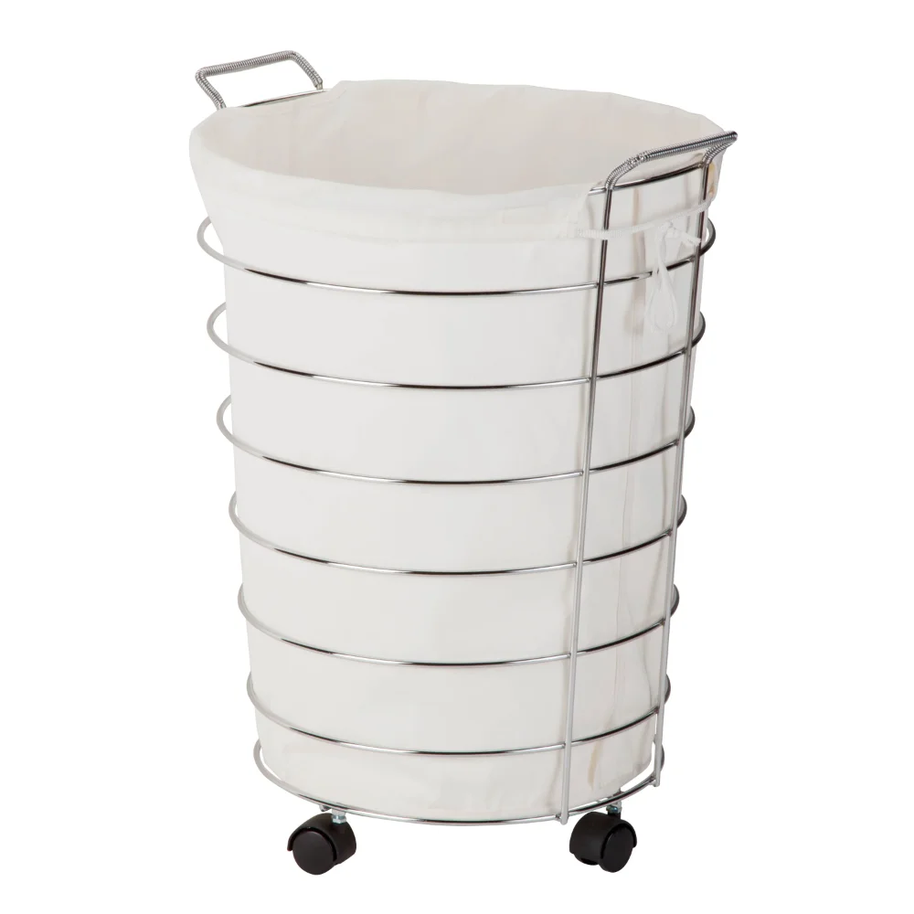 Honey Can Do Chrome Wire Rolling Laundry Hamper