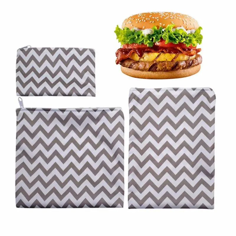 

Pcs Reusable Snack Bag Wave Pattern Waterproof Bread Sandwich Bag Pouch For School Camping Work Travel Kitchen Storage Bag