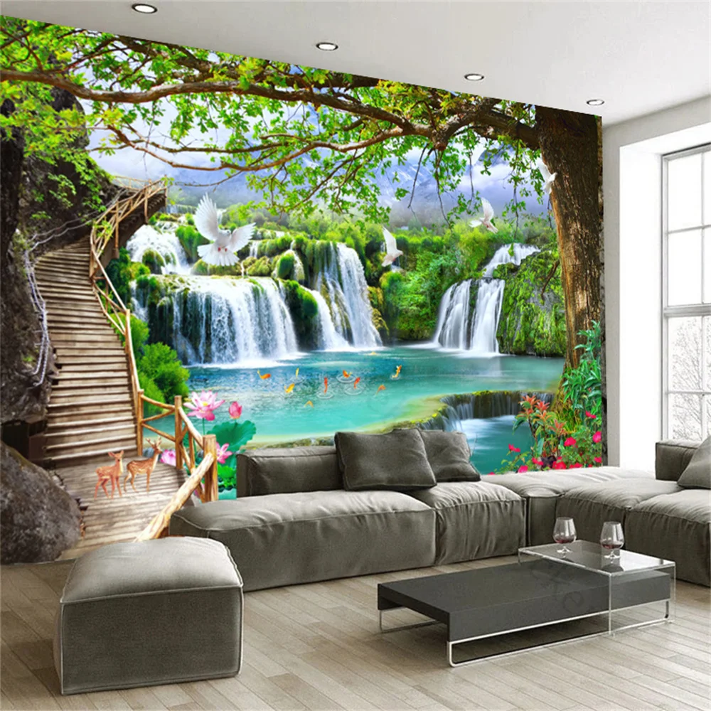 Custom Mural Wallpaper 3D Waterfall Nature Large Wall Painting Living Room TV Sofa Bedroom Study Home Decor Landscape Wall Paper