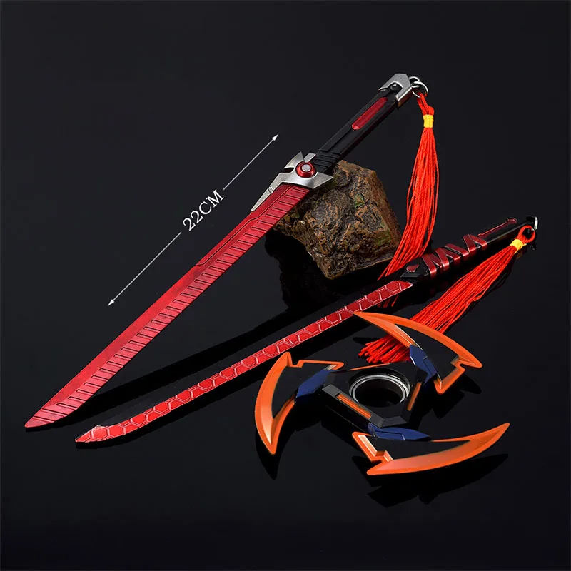 Металлическая игрушка-Катана 22 см красное лезвие