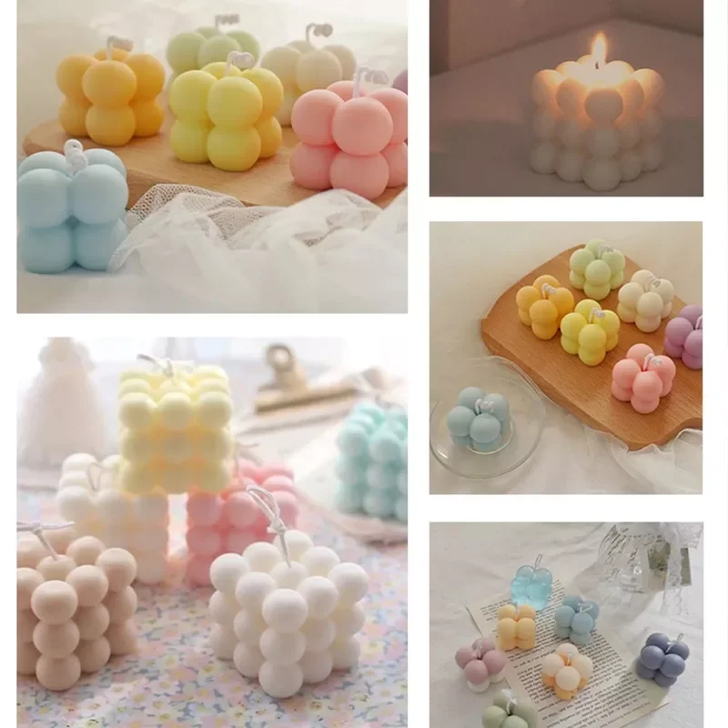 

1PCs Square Cube Candle Mould Soy Wax Essential Oil Aromatherapy Candle DIY Cloud Shape Candle Material Wax 3D Silicone Mold
