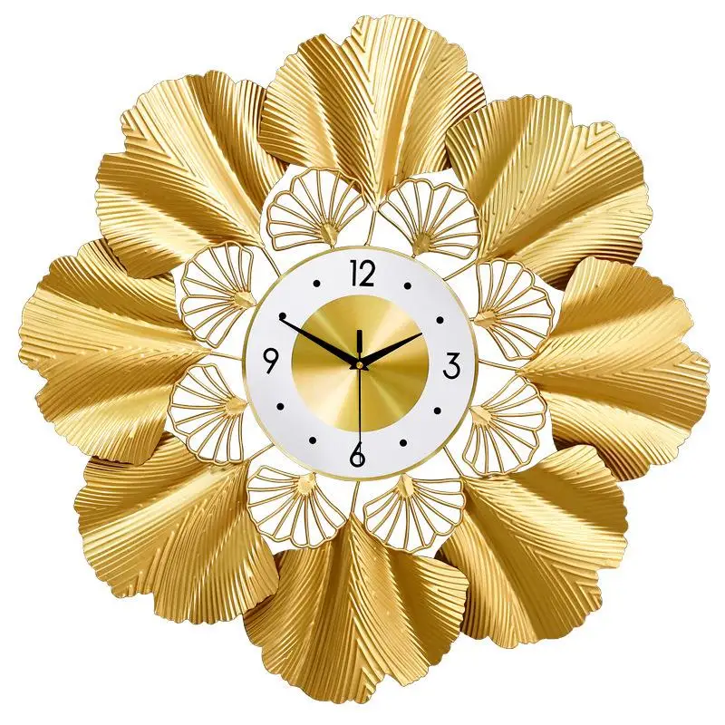 

Fashion American Clocks Living Room Home Decoration Clock Simple Creative Ginkgo Leaf Wall Clock Art Light Luxury Wall Hanging