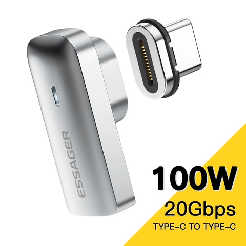 Магнитный адаптер Essager PD 100 Вт USB C OTG для быстрой зарядки, магнитный разъем типа C, 20 Гбит/с, синхронизация данных 4K при 60 Гц для ноутбука Macbook