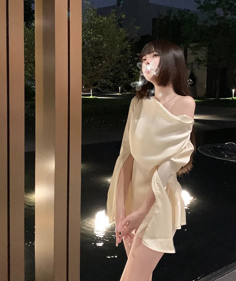 Рубашка Женская атласная с длинным рукавом однотонная плиссированная блуза