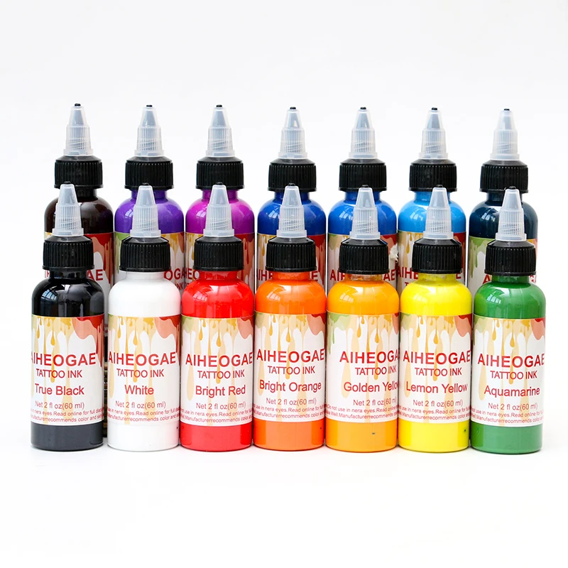 

14 цветов 60 мл/бутылка профессиональные чернила для татуировки для боди-арта натуральные растения пигмент для микропигментации перманентны...