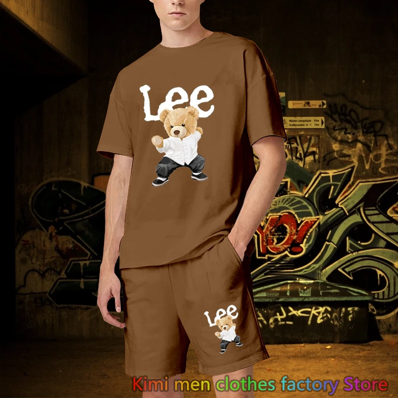 Brand Printed TShirts Shorts Sets Summer Streetwear Tracksuit Jogging suit Cotton Set Men Oversized 2 Piece Outfits Sets for Men