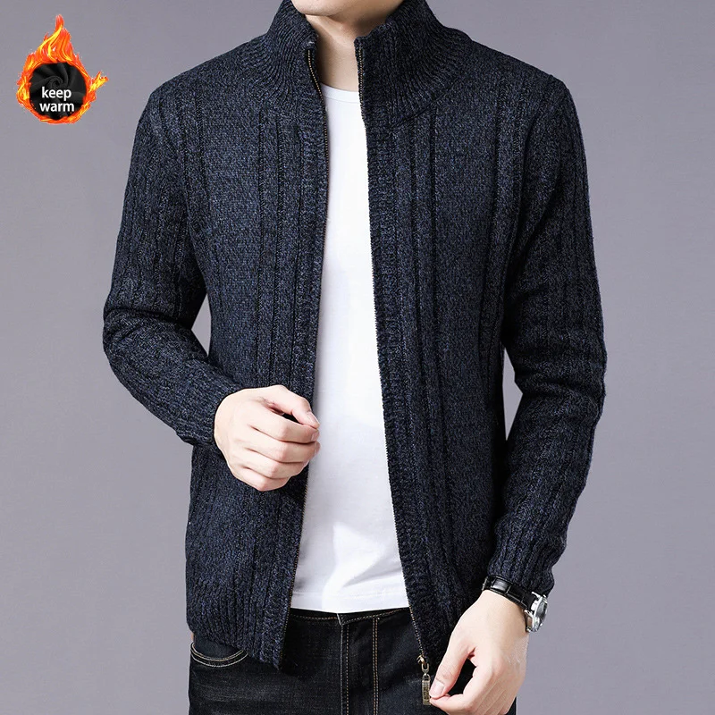 

Мужской зимний свитер на молнии, с воротником-хомутом