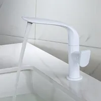 Tuqiu Basin Faucet Brass Bathroom Faucet Mixer Tap Black Wash basin Faucet Single Handle Hot Cold White Gold Lavotory Faucet