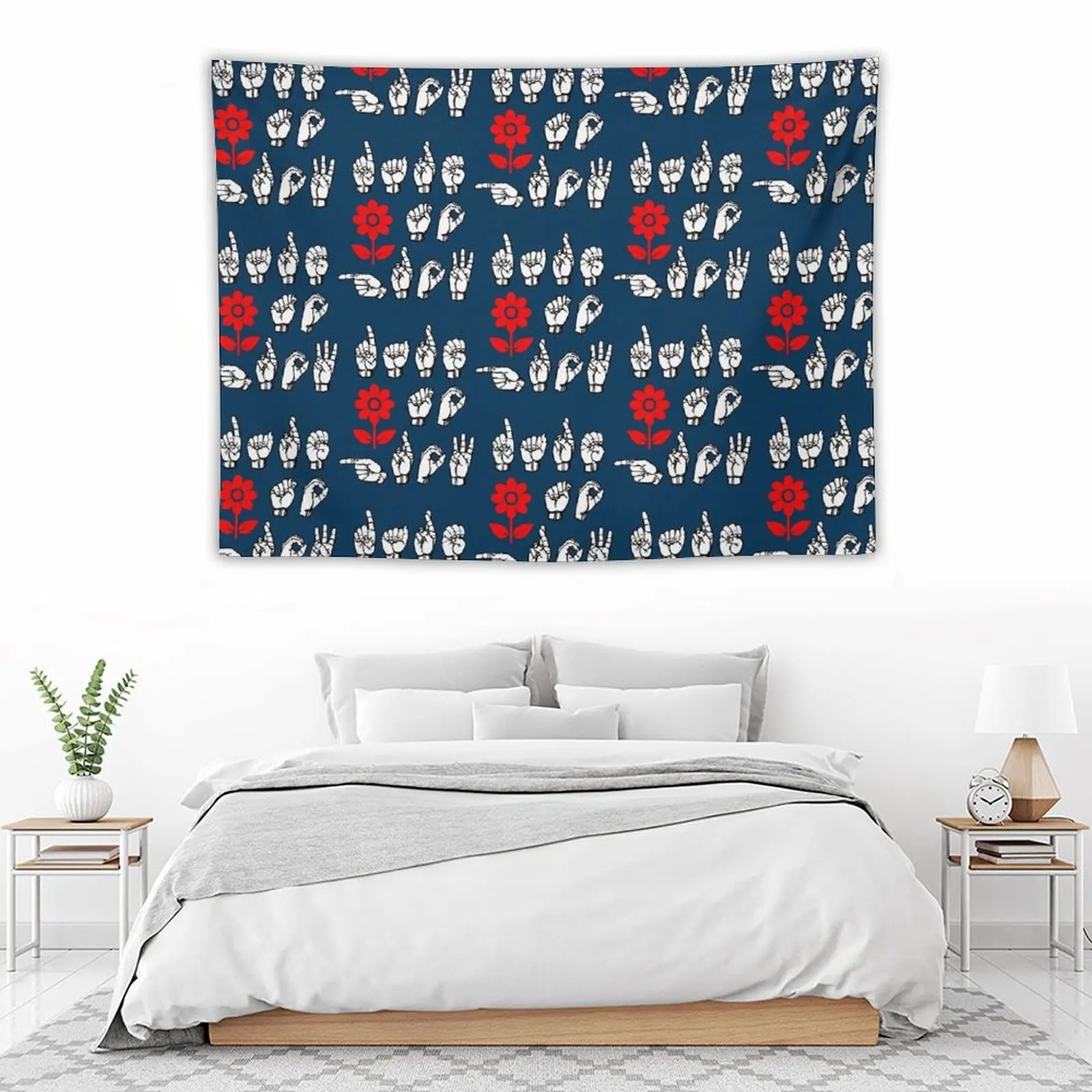 DARE TO GROW in ASL Буквы с красным цветочным дизайном Гобелен Украшение дома Милый декор