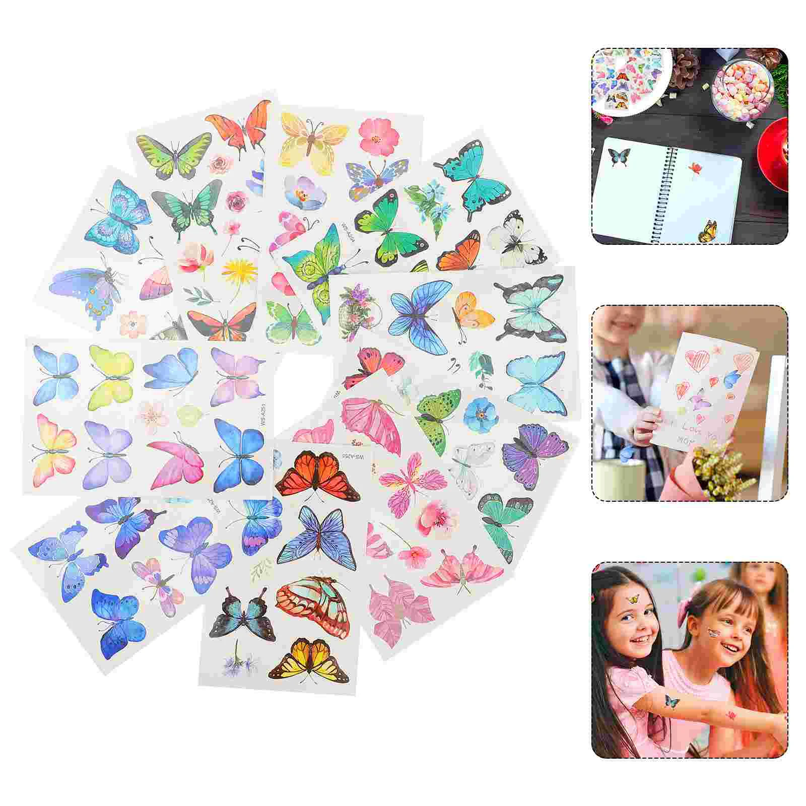 

20 Sheets Transfer Butterflies Temporary Tattoos Sticker Butterflies Party Favor