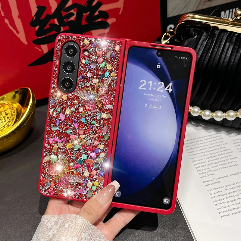 Для Samsung Galaxy Z Fold 3 4 5 6 роскошный милый женский чехол с бриллиантами камнем