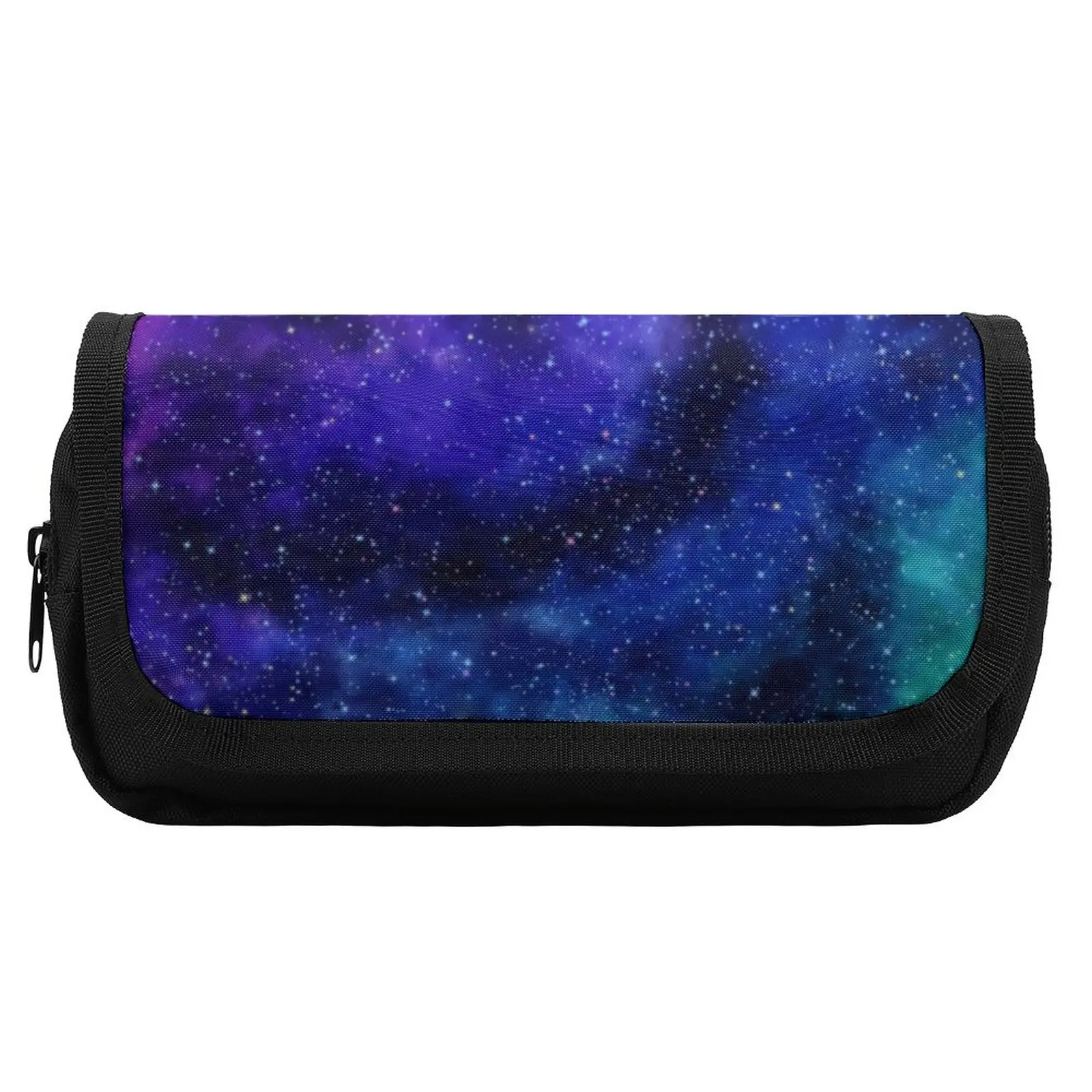 Bright Starry Print Pencil Case Colorful Galaxy Boy Girl Double Pockets Pencil Box Vintage Zipper Pen Bag