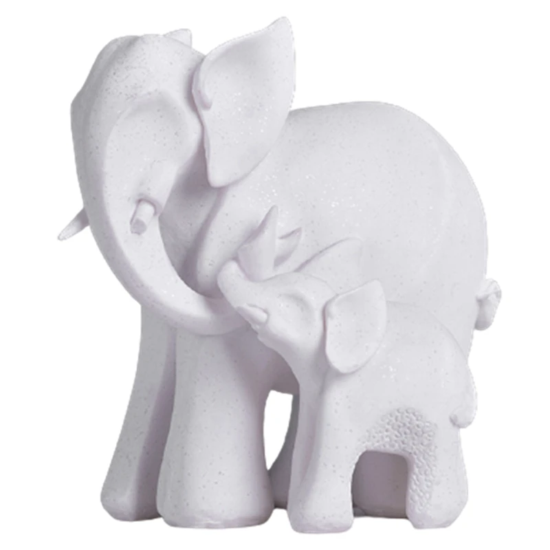 

Sculpture Sandstone Mother and Son Elephant Resin Crafts Home Decoration Ornaments Desktop Decoration Gifts White