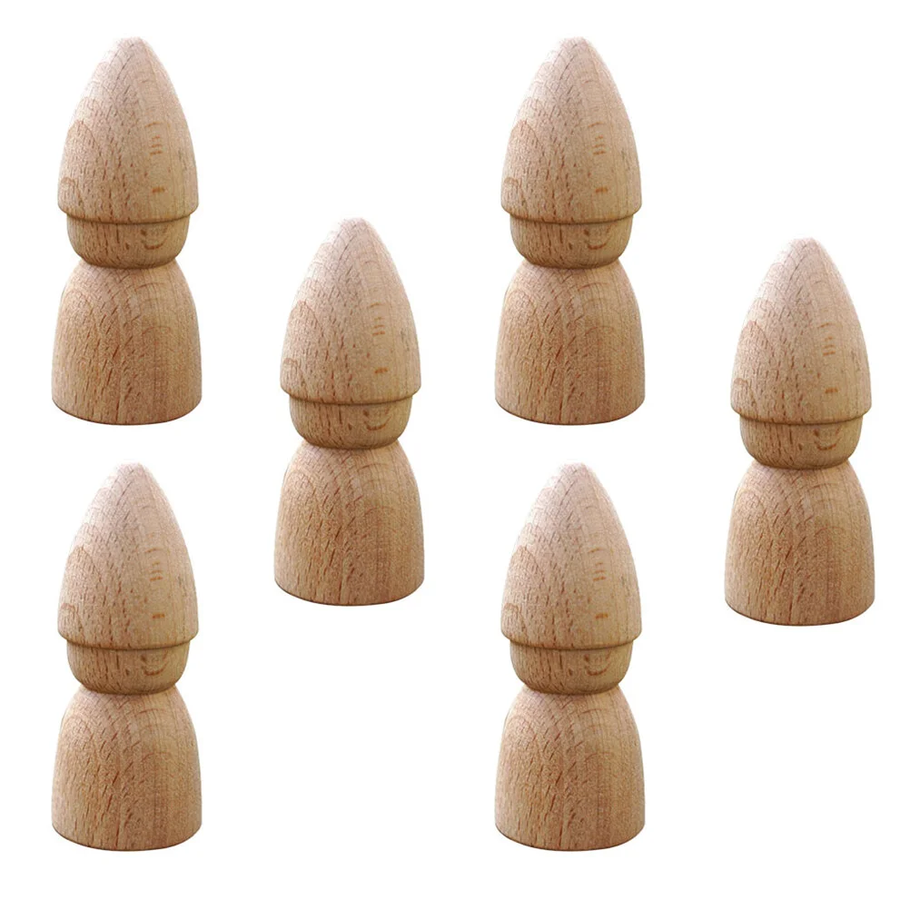

6 Pcs Common Nail Kids Mini Toys Wooden Puppet DIY Dolls Decorate Unfinished Puppets Desktop Ornaments Child Painting Crafts