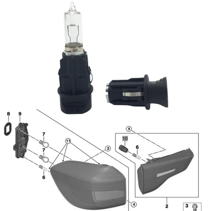 

63117407330 For BMW 3 5 7 Series F30 F31 LCI E66 E67 X6 E72 Hybrid Z4 E85 E86 Car Rear Taillight Lamp Bulb Holder Socket