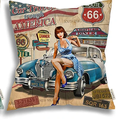 

Наволочка с винтажным плакатом, наволочка, украшение для дома, дивана, льняная квадратная наволочка, 45x45, подушка