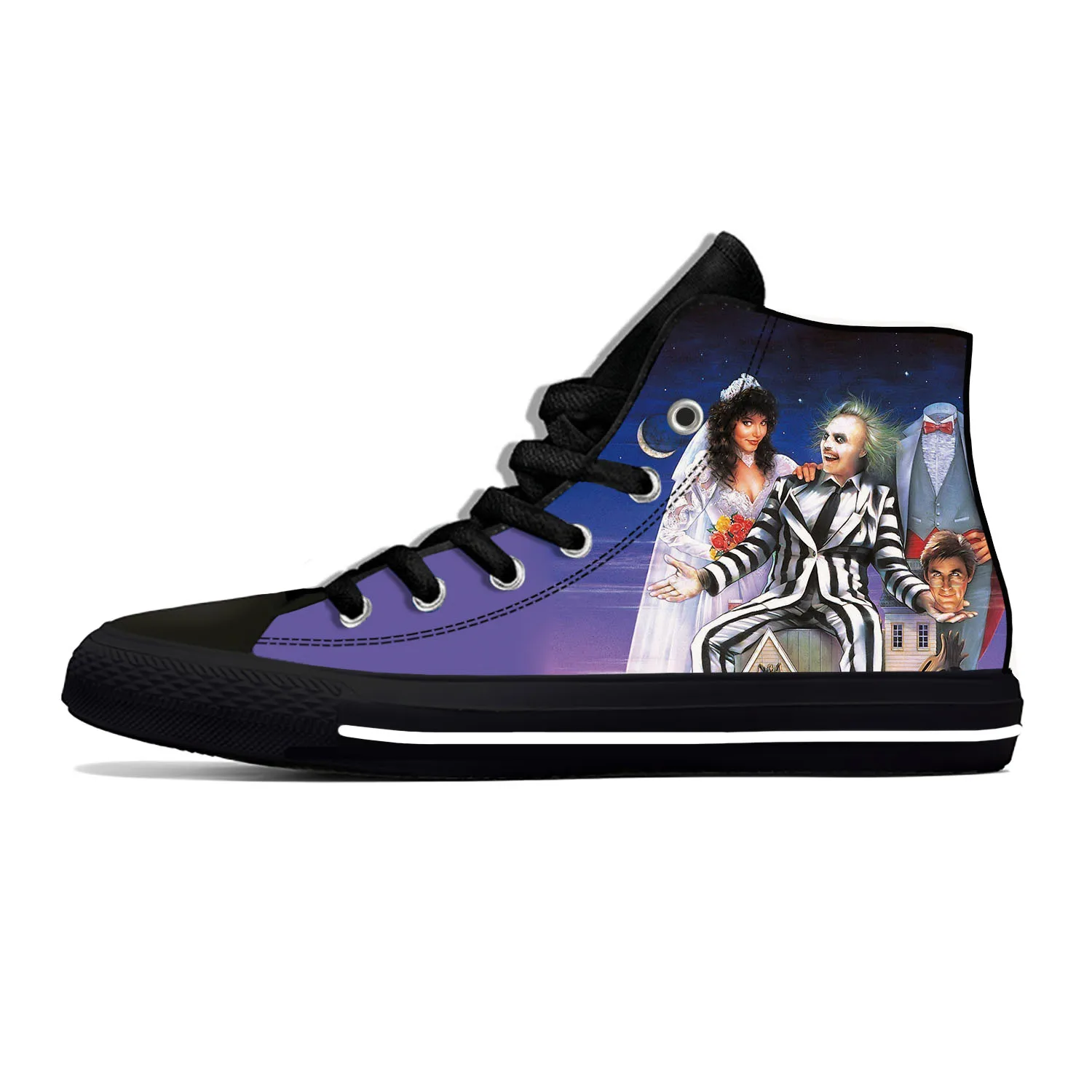 Scary Horror Movie Beetlejuice Halloween Fashion Casual Cloth Shoes High Top Lightweight Breathable 3D Print Men Women Sneakers