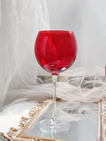 french retro color sunset red glass goblet red wine glass thin rod medieval romance
