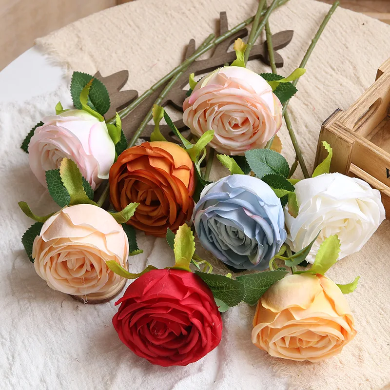 

10Pcs Single Head Rose Artificial Flowers Silk Roses DIY Bouquet Wedding Decoration Fake Flowers Party Table Flower Arrangement
