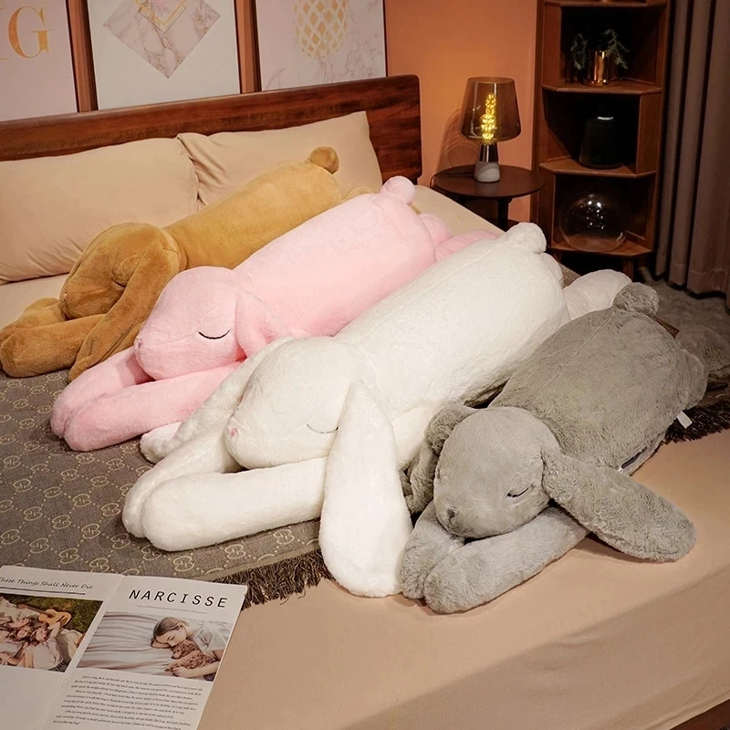 

90/120cm Giant Animal Soft Cartoon Cute Long Ears Huggable Bunny Plush Toy Rabbit Stuffed Pillow For Kids Girl Nice Gift