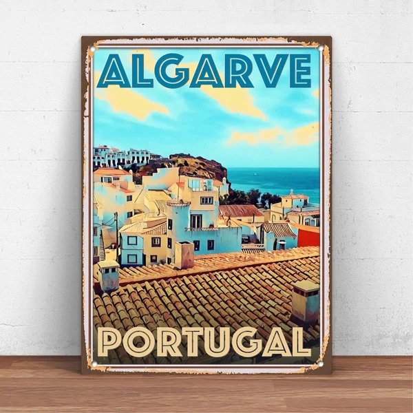 

Ретро винтажный алгарский португальский металлический жестяной знак, металлический знак, Настенный декор, модный художественный декор, пл...