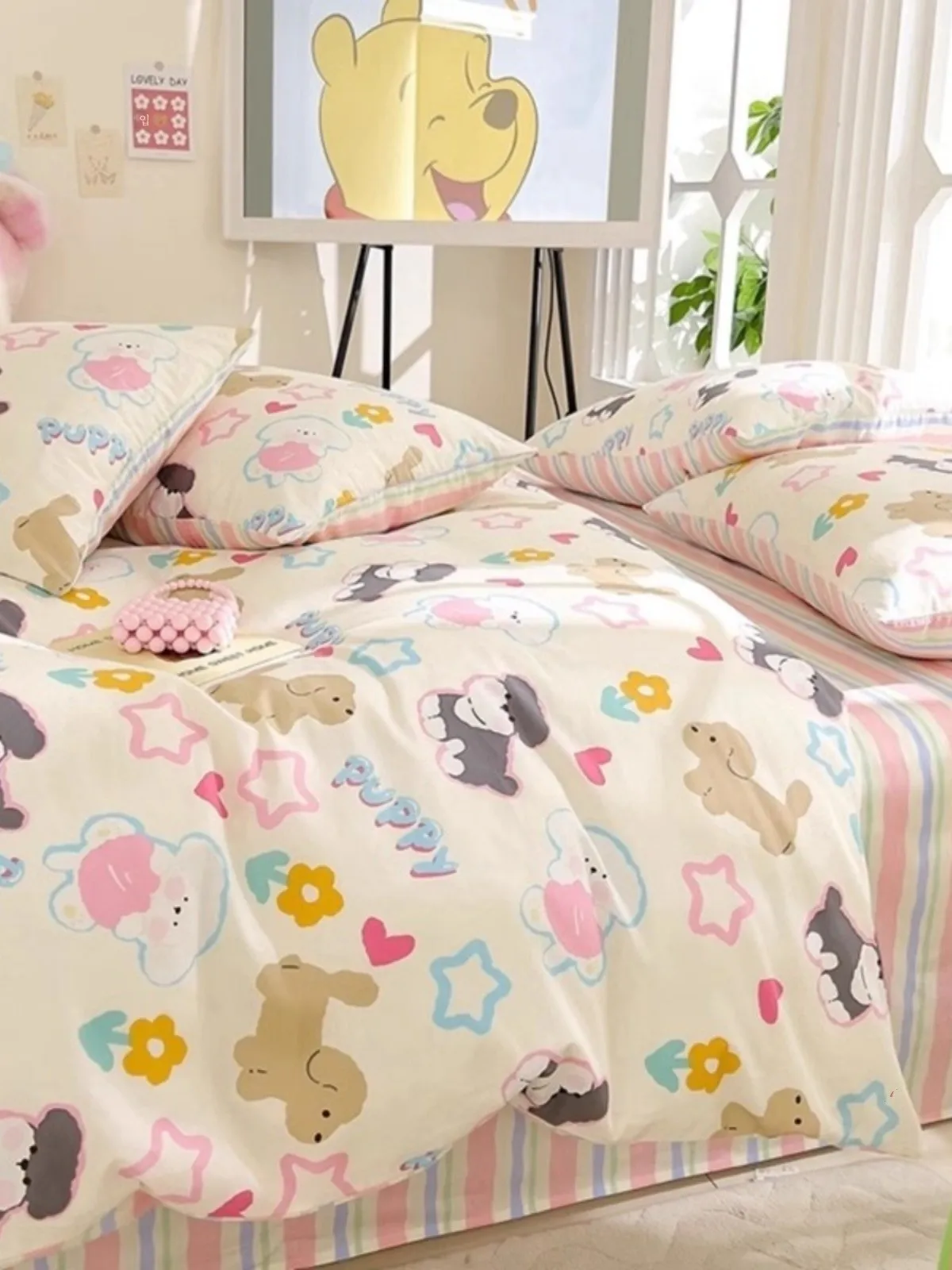Super Wangwang Team [Cotton Cartoon Quilt Cover] Cotton Cover Bed Sheet Children's Four-Piece Set Custom