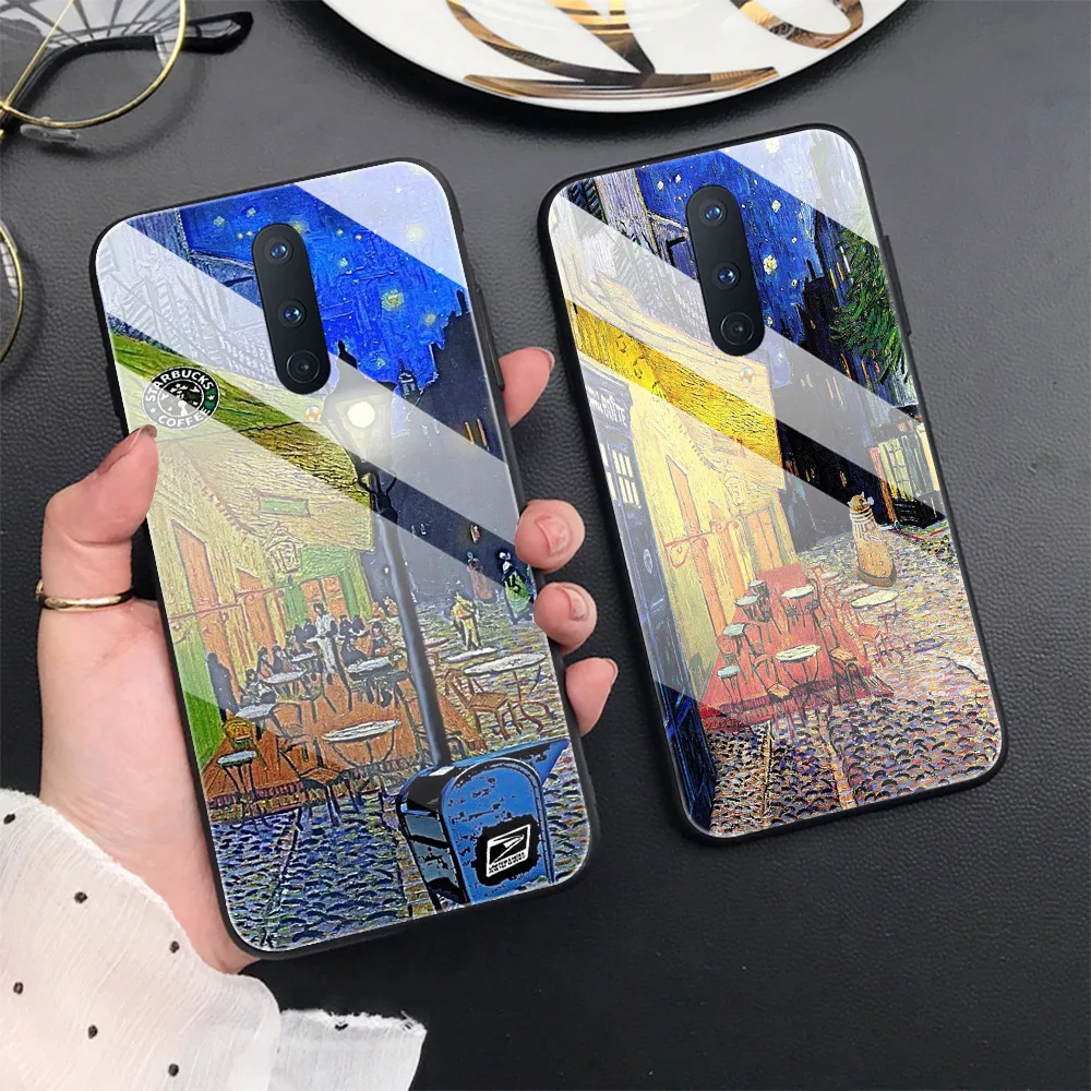 

Air Oil Painting Case For Oneplus 8 Pro 8T 7T 7 6T 6 Nord Pro Glass Phone Cases for one plus 8 8pro 1+7 1+7t 1+8t 1+6 1+6t Cover