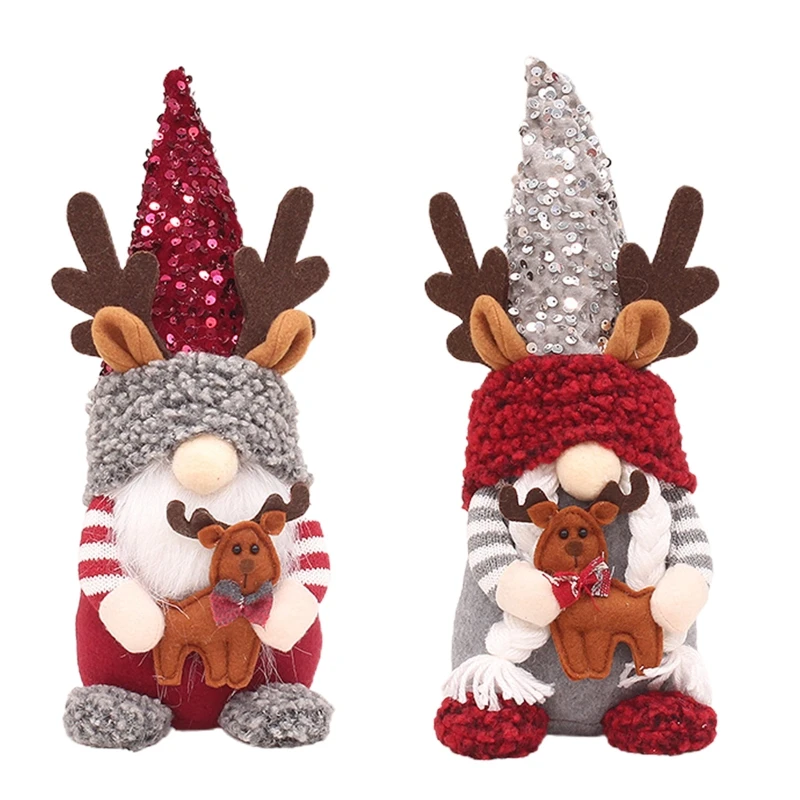 

New Year Faceless for Doll Red Sequin Christmas Gnomes Decoration Prop Soft Text