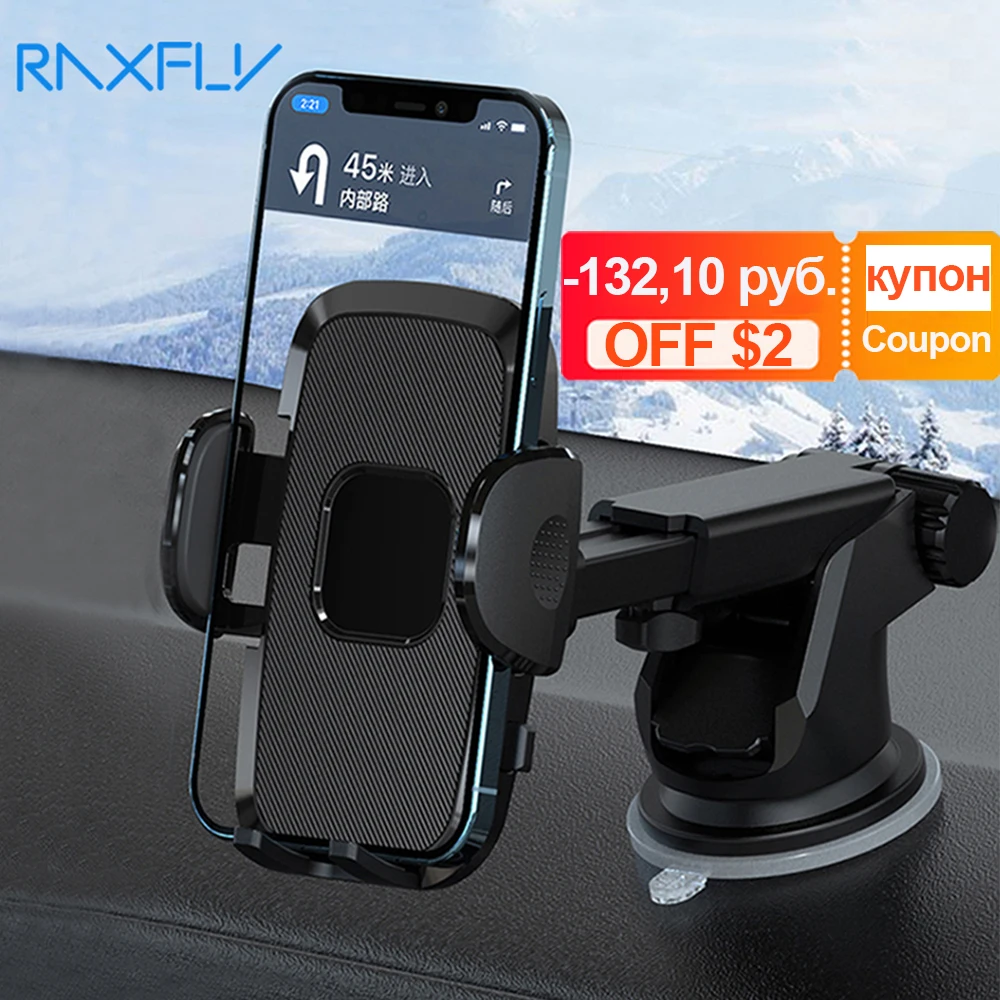 

Автомобильный держатель для телефона на присоске Raxfly, держатель-подставка в автомобиле без магнитного крепления GPS для iPhone, Xiaomi, держатель для мобильного телефона