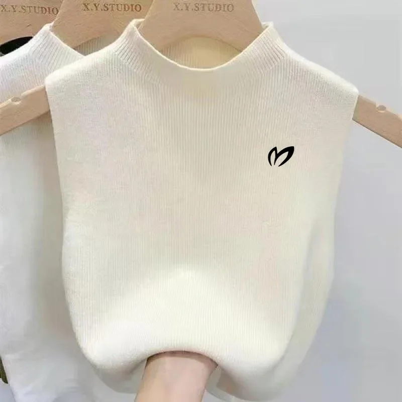

2023 Women's Golf Dress Autumn Style Laydown Knitted Sweater Underlay Half High Neck Suspended Tank Top Short Top