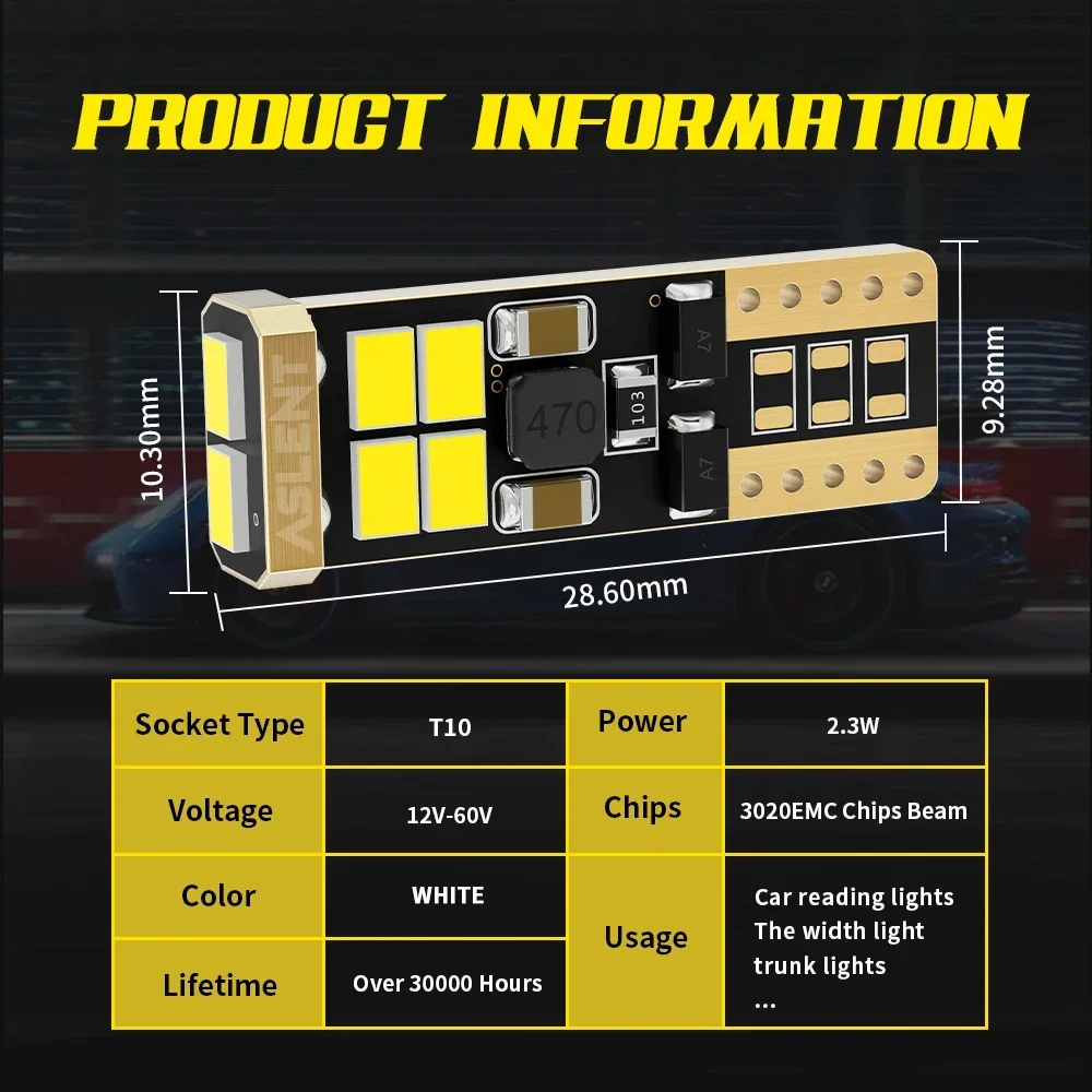 2 шт. W5W T10 LED CANBUS без ошибок 5W5 1800Lm 3020 SMD Супер яркие автомобильные парковочные