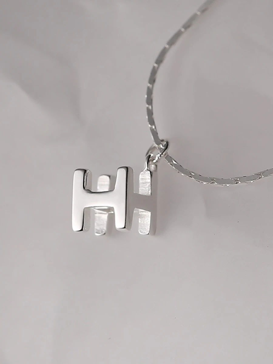 Ожерелье из стерлингового серебра 925 пробы с буквой H женское простое