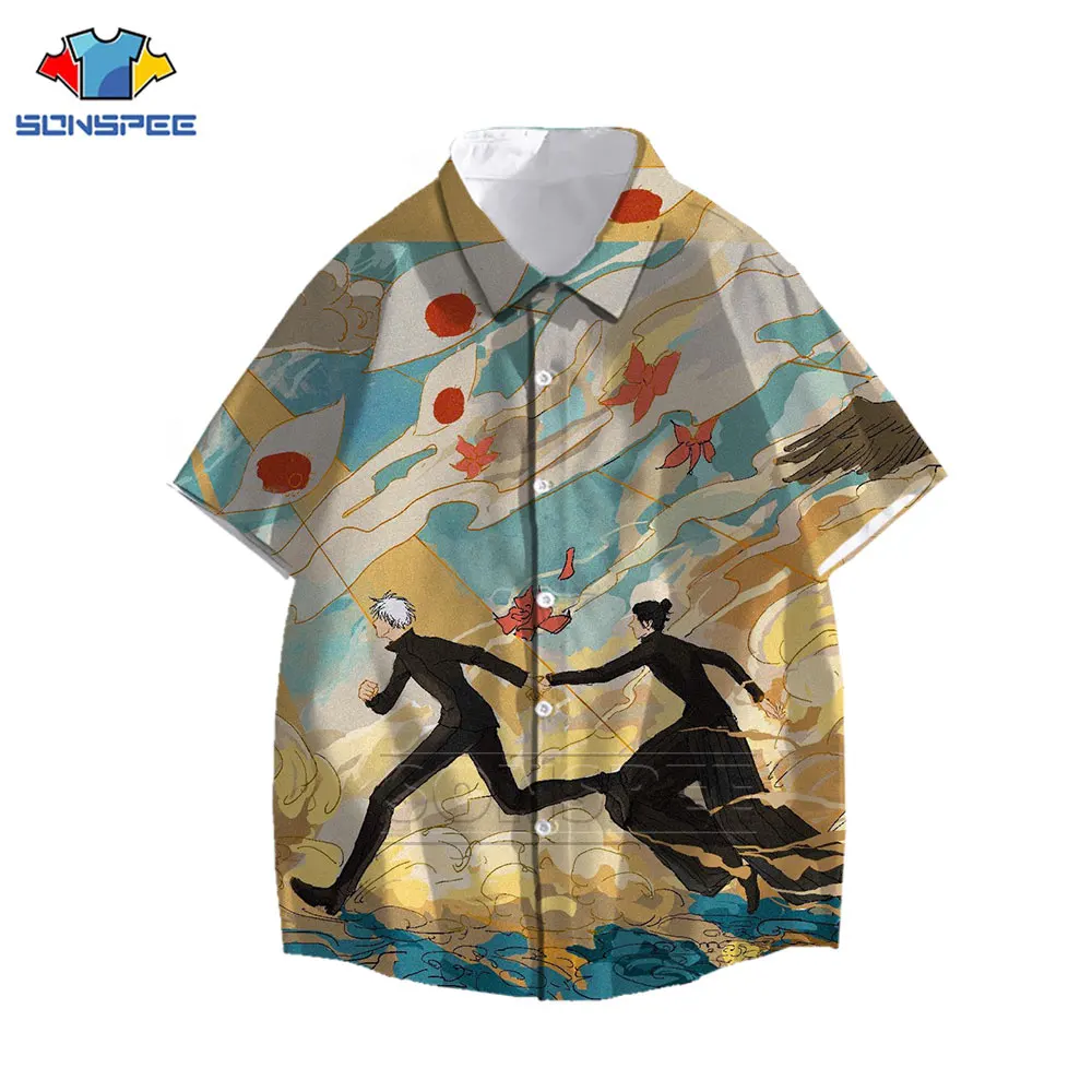 SONSPEE Anime Jujutsu Kaisen Gojo Satoru Shirt Men Women 3D Print Harajuku Summer Hawaii Shirts Casual Beach Oversized Tops