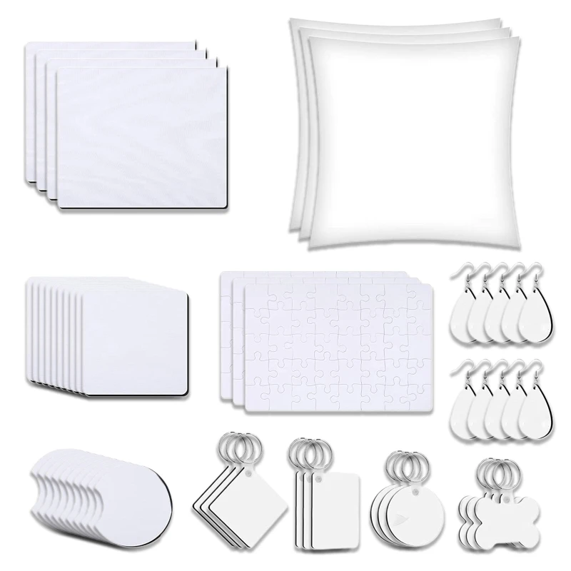 

41XC Sublimation Blanks Products Set Heat Press Printing Crafts DIY Mouse Pad,Coaster