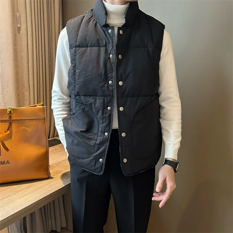 Mr. NR Корейский двусторонний жилет с воротником-стойкой куртка на хлопковой