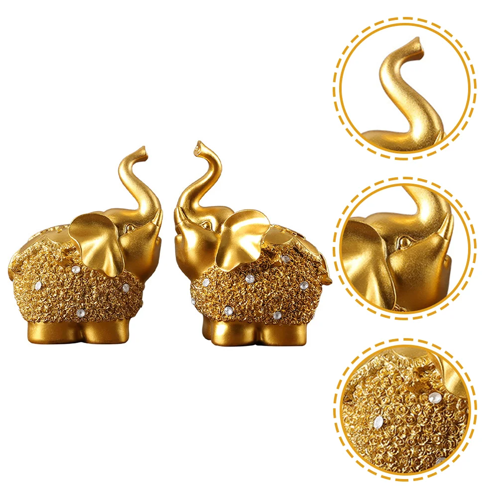 

2pcs Office Shelf Trunk Elephant Statues Housewarming Gift Copper Elephant Sculpture Car Ornament Copper Ornament